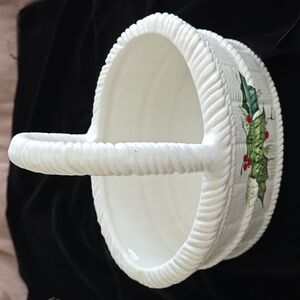 Handmade Italian Ceramic Christmas Dish with Handle